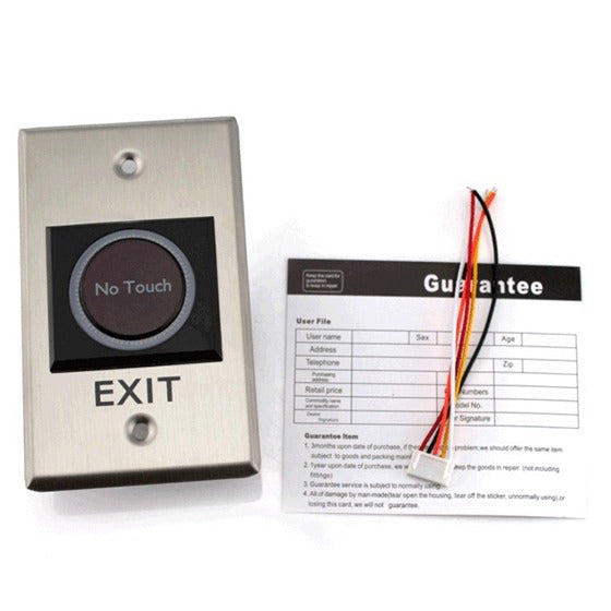 Indoor Touchless Exit Button for Door Access Control with LED Light, NC,NO and COM Outputs