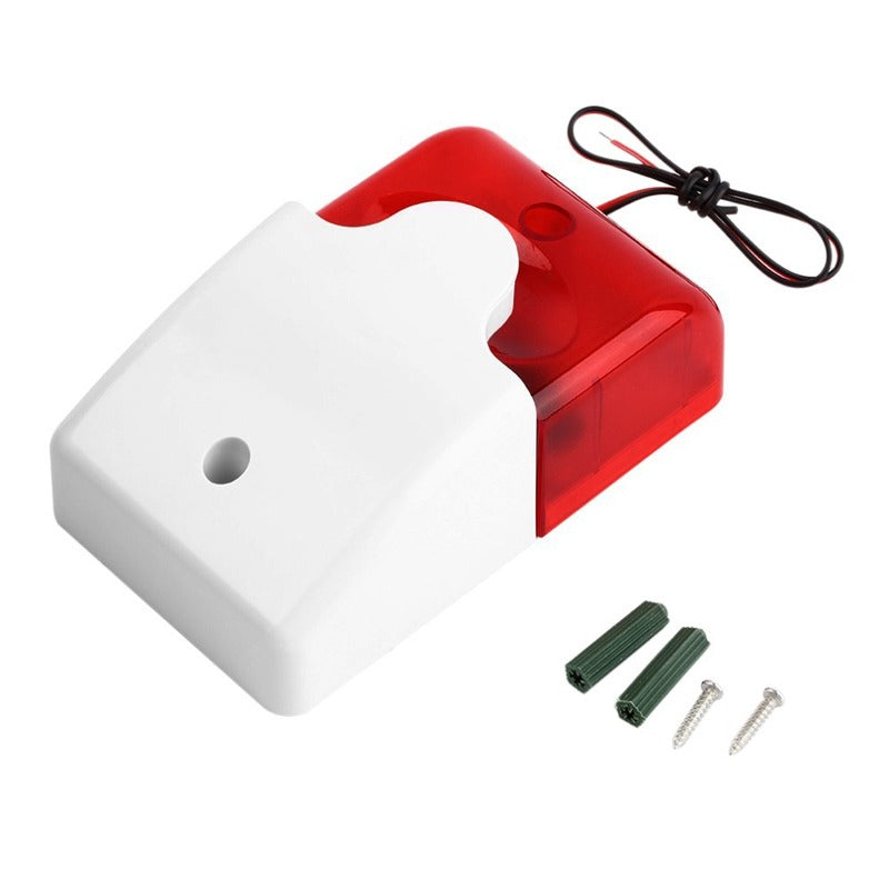 DC9 to 12V Wired Strobe Siren Red Light Sound Flash Buzzer Siren