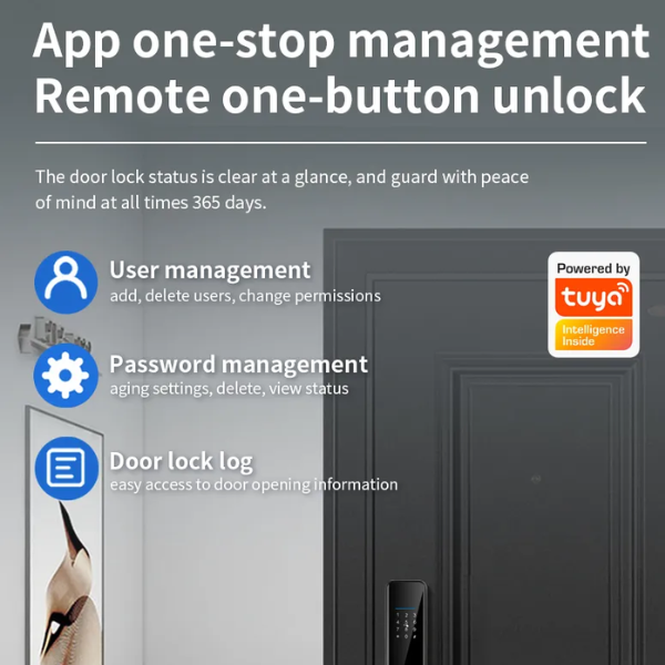 Smart Door Lock KMSDL03 - Keyless Entry & Remote Control, Secure Keyless Access for Wooden Doors