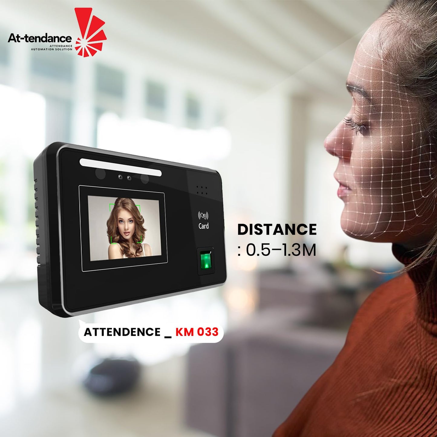 At-tendance KM033 (4G) Biometric Attendance Machine – Face, Fingerprint, Card, Password Recognition 1,500 Users