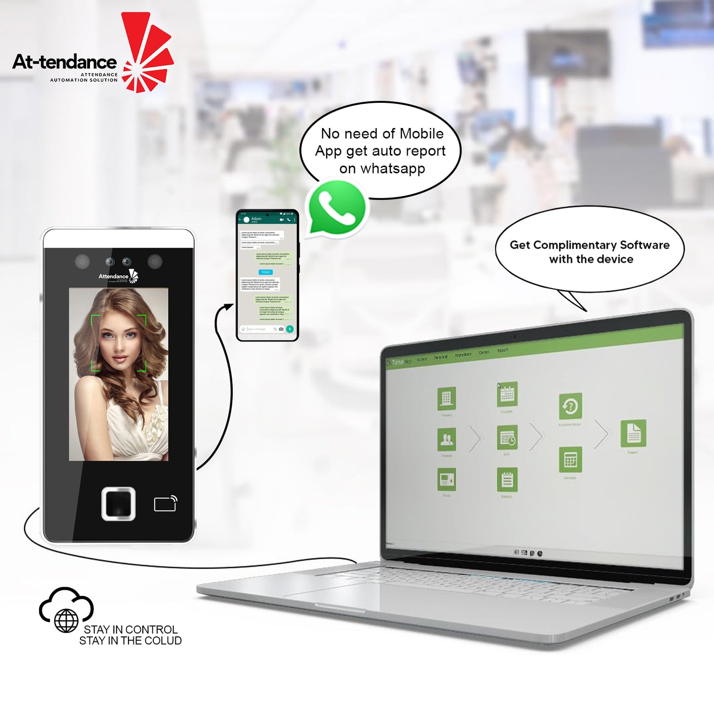 At-Tendance KM039 Biometric Attendance Machine – Multi-Biometric System with Face & Fingerprint Recognition Supports Up to (1,500 Users)