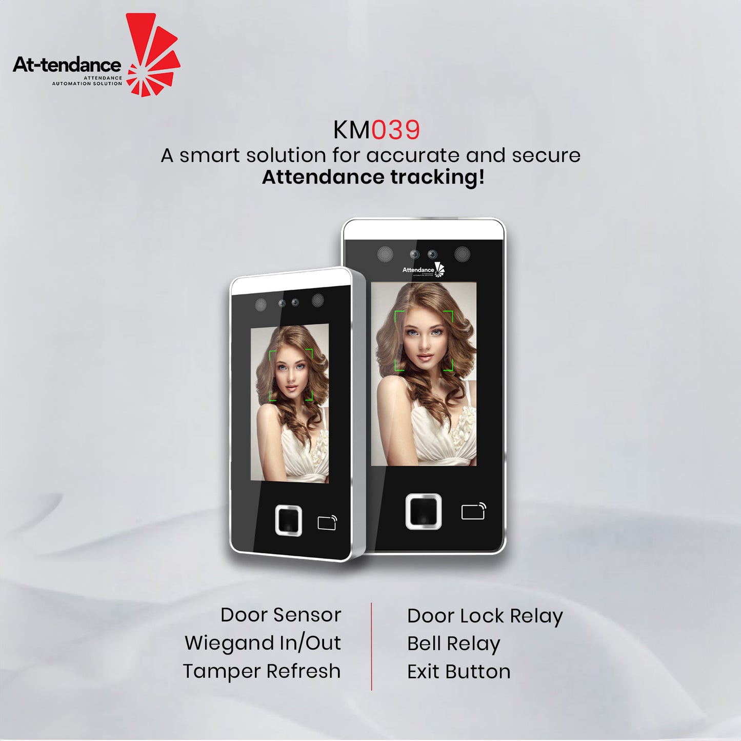 At-Tendance KM039 Biometric Attendance Machine – Multi-Biometric System with Face & Fingerprint Recognition Supports Up to (1,500 Users)