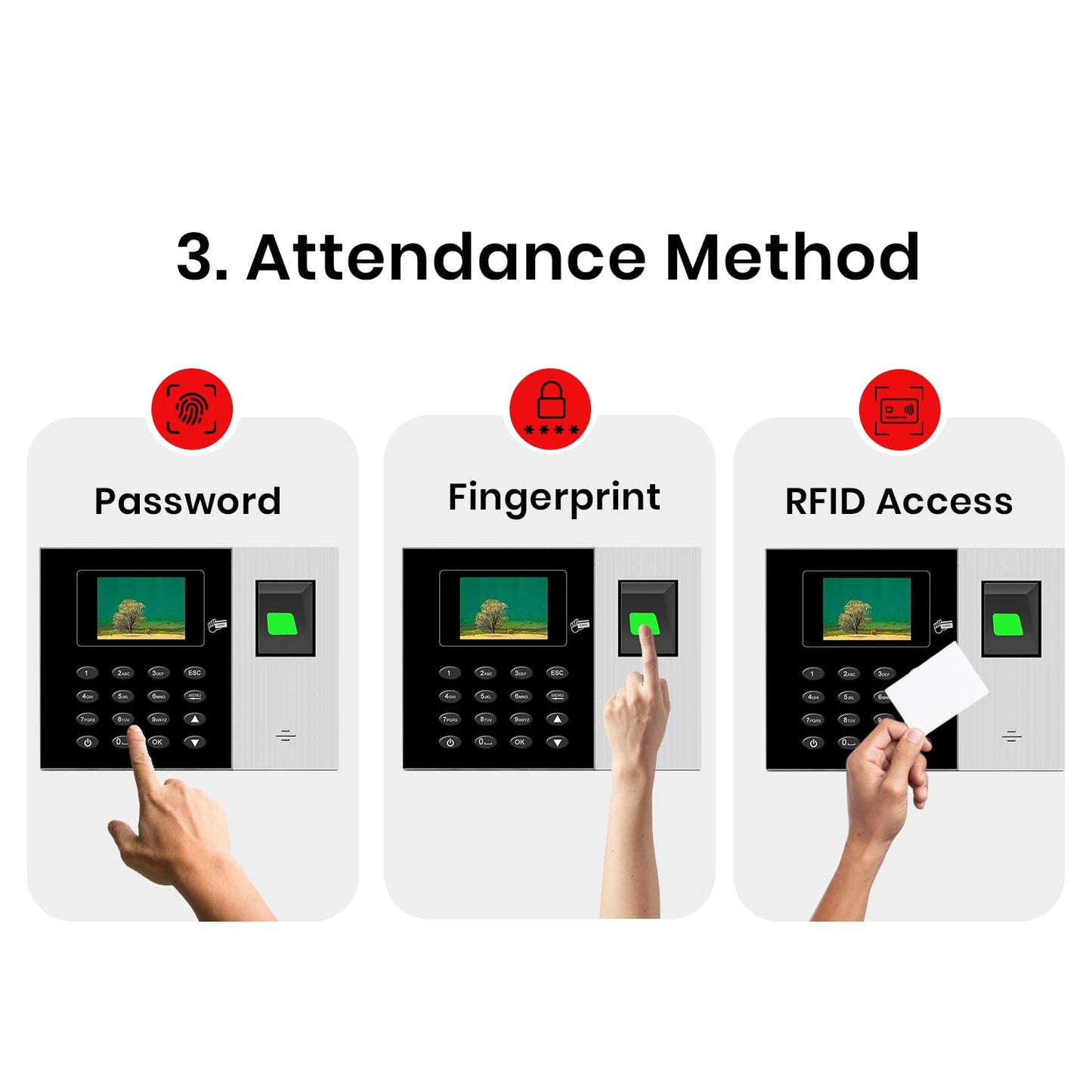 At-Tendance KM3802 Cloud-Based Biometric Attendance Machine with Fingerprint, RFID & Password Access