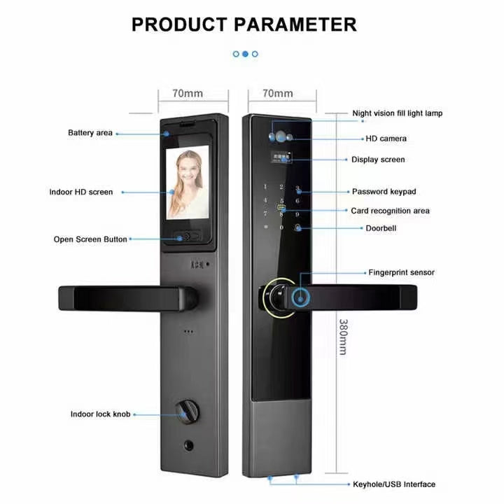 Smart Door Lock KMSDL09 Aluminium Alloy - Fingerprint, Password, Card, Key for Wooden Doors