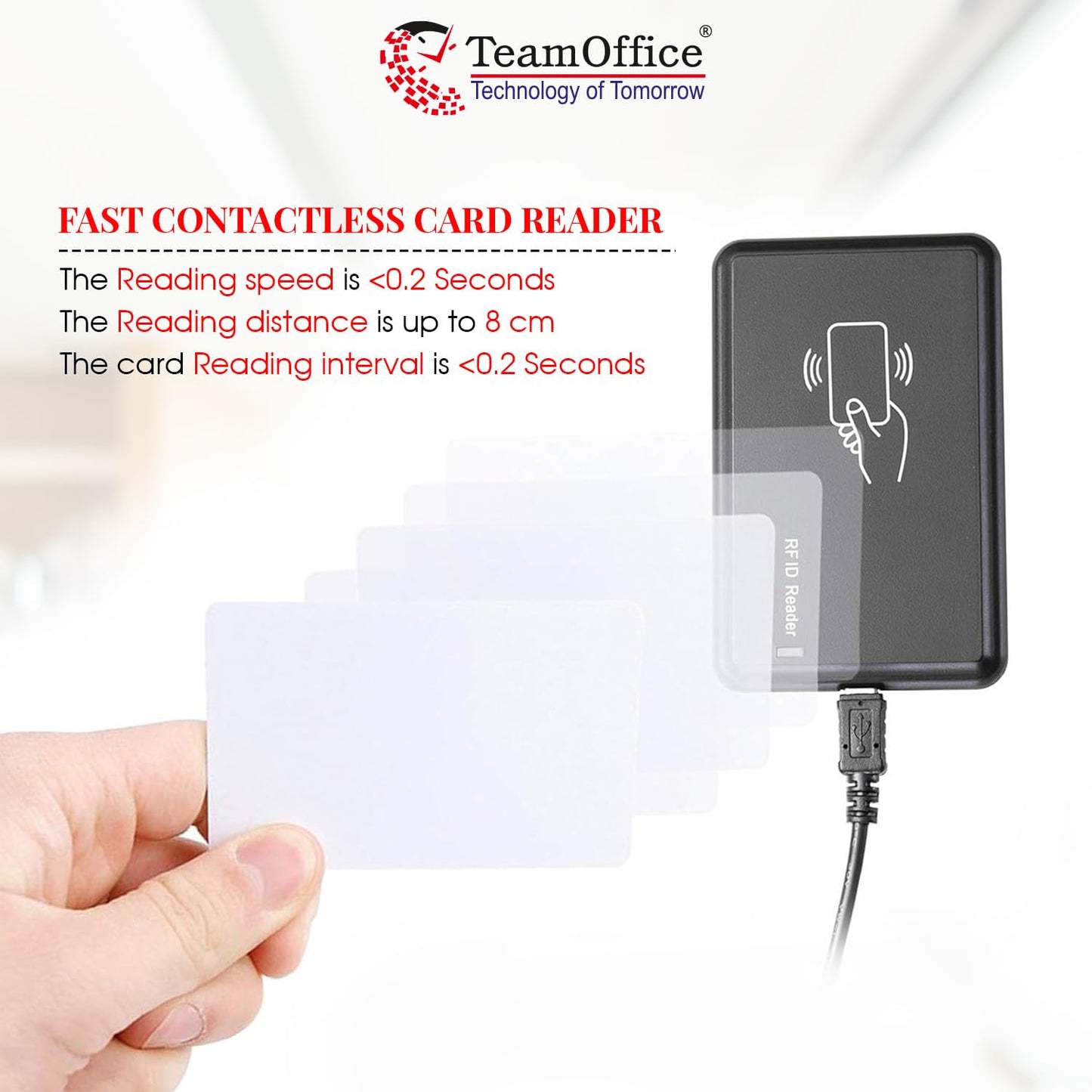 Team Office Plug and Play USB RFID Card Reader for Attendance Control
