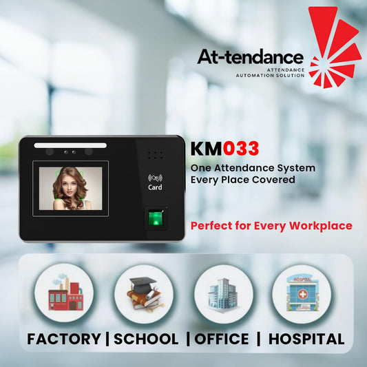 At-Tendance KM033 (WiFi) Biometric Attendance Machine – Face, Fingerprint, Card, Password Recognition  1,500 Users