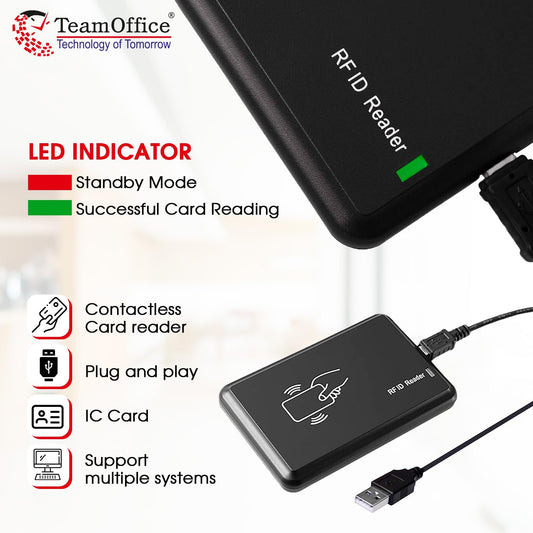 Team Office Plug and Play USB RFID Card Reader for Attendance Control